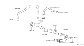 Патрубок системы охлаждения Nissan Rogue AWD QR25DE 2014- 140564BA0A 00-00004761