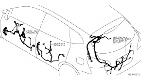 Проводка задней правой двери Nissan Rogue AWD QR25DE 2014- 241264BA0A 00-00005250