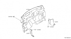Накладка передней правой стойки нижняя Nissan Rogue AWD QR25DE 2014- 669004BA0A 00-00005167