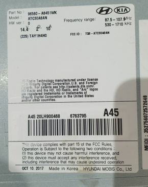 Магнитола(мультимедия) Kia Optima JF Hybrid 2,0 2016-2019 96560A8451WK