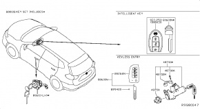 Замок зажигания Nissan Rogue AWD QR25DE 2014- D87004BA0A 00-00005217