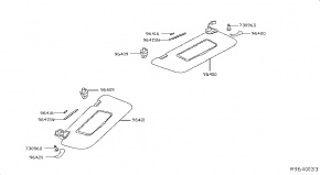 Солцезащитный козырек правый Nissan Rogue AWD QR25DE 2014- 964004BA1A 00-00005219