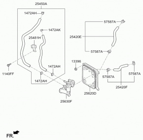 Шланг-масл. охлаждения Kia Optima JF Hybrid PLUG-IN 2,0 2016-2019 25450E6500 00-00007680