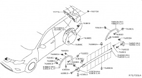 Накладка порога левого(дефект0 Nissan Rogue AWD QR25DE 2014 768514BA0A 00-00004495