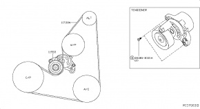 Поликлиновый ремень Nissan Rogue AWD QR25DE 2014 117204BA0A 00-00004734