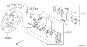Суппорт задний левый Nissan Rogue AWD QR25DE 2014- 440113NF0A 00-00004878