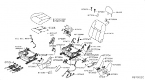 Переднее левое сидение (водительское) Nissan Rogue AWD QR25DE 2014- 876504BA3A 00-00005225