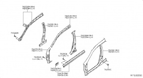 Стойка центраьная правая с порогом Nissan Rogue AWD QR25DE 2014 760324BA0A 00-00004736