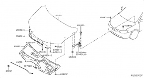 Изоляция капота Nissan Rogue AWD QR25DE 2014- 658404BA0A 00-00005179