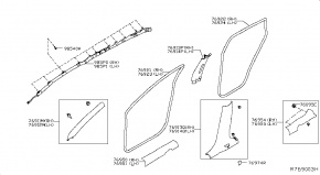 Уплотнитель проема передней правой двери Nissan Rogue AWD QR25DE 2014- 769214BA0A 00-00005083