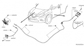Ручка открытия капота Nissan Rogue AWD QR25DE 2014- 65622ED50A 00-00005184