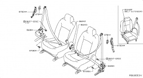 Замок ремня безопасности передний левый Nissan Rogue AWD QR25DE 2014- 868424BA7A 00-00006507