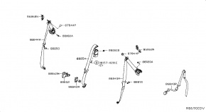 Ремень безопасности задний центральный Nissan Rogue AWD QR25DE 2014- 888544BA8A 00-00005229