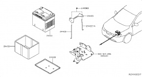 Поддон, полка аккумулятора Nissan Rogue AWD QR25DE 2014- 2442856L00 00-00004904