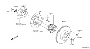 Кронштейн заднего правого кулака, цапфы Nissan Rogue AWD QR25DE 2014- 43021BR50A 00-00004847