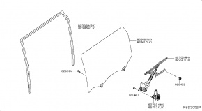 Стекло задней левой двери Nissan Rogue AWD QR25DE 2014- 823014BA0A 00-00005118