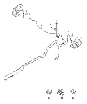 Шланг тормозной - правая сторона, зад Volkswagen Passat B7 2.5 USA CBUA 2011-2015 561611776 5C1614726A 561611775 00-00004447