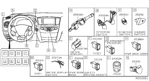 Кнопки управления на руле Nissan Rogue AWD QR25DE 2014- 255504BG3A 00-00005238
