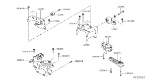 Кронштейн подушки двигателя правый Nissan Rogue AWD QR25DE 2014- 112314BA0B 00-00004744