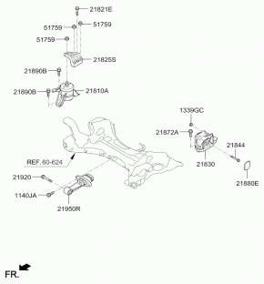 Опора подушка двигателя передняя Kia Optima JF Hybrid PLUG-IN 2,0 2016-2019 21950D4000 00-00007675