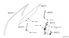 Направляющая стекла передней левой двери передняя Nissan Rogue AWD QR25DE 2014- H02154BAMA 00-00005136