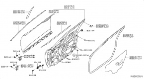 Уплотнитель передней левой двери Nissan Rogue AWD QR25DE 2014- 808314BA0A 00-00005155