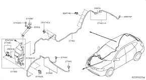 Шланг стеклоомывателя заднего Nissan Rogue AWD QR25DE 2014- 289754BA0A 00-00004938