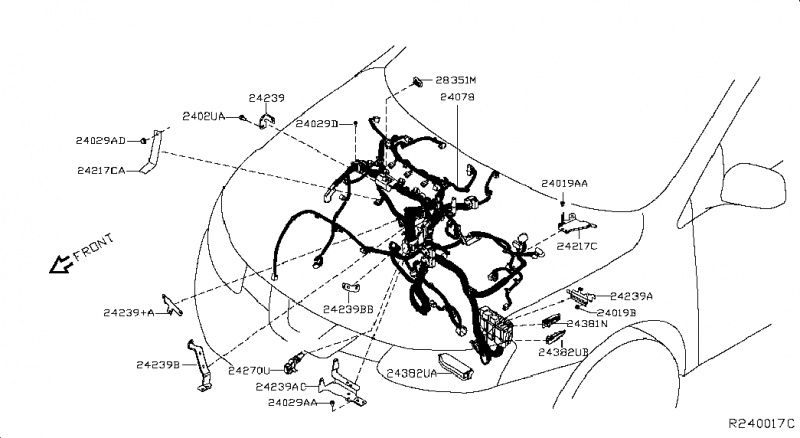 Проводка двигателя Nissan Rogue AWD QR25DE 2014- 240114BA0A