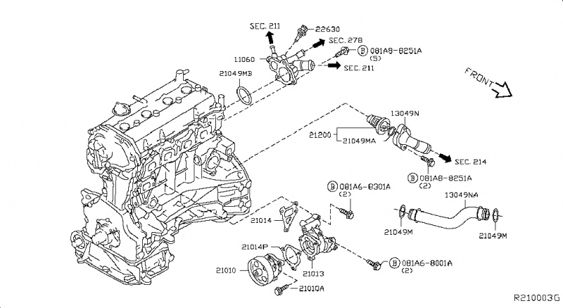 Термостат Nissan Rogue QR25DE 2014 212006N210
