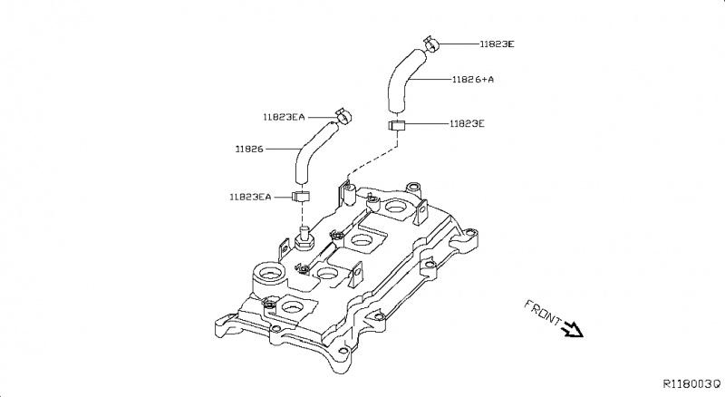 Шланг для отвода картерных газов Nissan Rogue AWD QR25DE 2014 118264BA0C