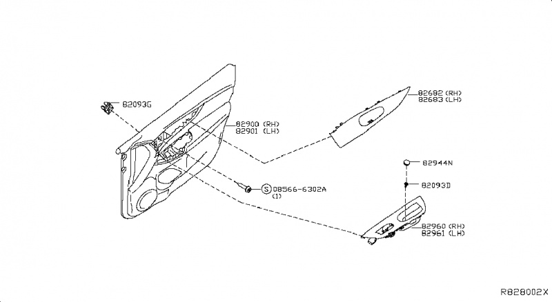Накладка кнопки стеклоподъемника задней правой двери Nissan Rogue AWD QR25DE 2014- 829604BA0A